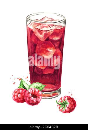 Watercolor hand-drawn raspberries illustration Stock Photo - Alamy