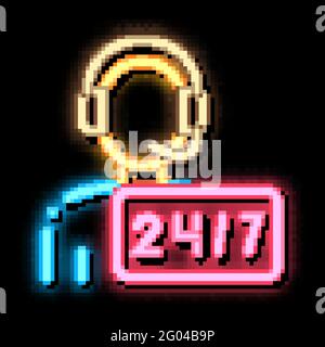 Hotline Man Support Postal Transportation Company neon glow icon illustration Stock Vector
