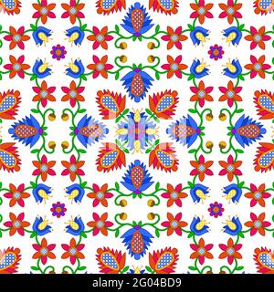 Stylized floral ornament in folk style. Seamless pattern. Stock Vector