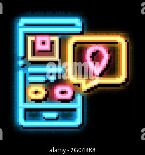 Parcel Location Phone Tracking Postal Transportation Company neon glow icon illustration Stock Vector