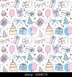 Birthday background with balloons and gifts, design element. Vector illustration. Stock Vector