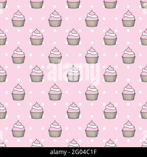 Sweet pattern. Seamless background for a cake and cupcake celebration. Vector illustration Stock Vector
