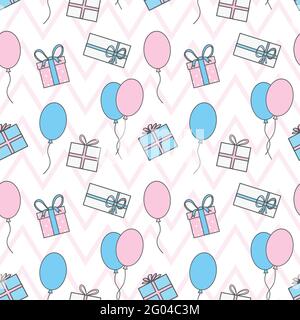 Birthday background with balloons and gifts, design element. Vector illustration. Stock Vector