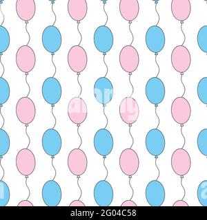 Vector Holiday seamless pattern. Hand Drawn doodle Balloons. Festive attributes. Celebratory background. Stock Vector