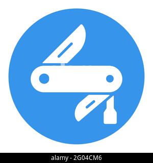 Jackknife vector white glyph icon. Camping and Hiking sign. Graph symbol for travel and tourism web site and apps design, logo, app, UI Stock Vector