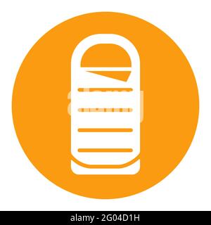 Camping sleeping bag vector white glyph icon. Camping and Hiking sign. Graph symbol for travel and tourism web site and apps design, logo, app, UI Stock Vector