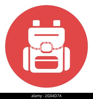 Camping backpack vector white glyph icon. Camping and Hiking sign. Graph symbol for travel and tourism web site and apps design, logo, app, UI Stock Vector