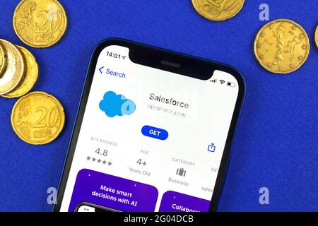 Kharkov, Ukraine - May 28, 2021: Salesforce app icon close up Stock Photo