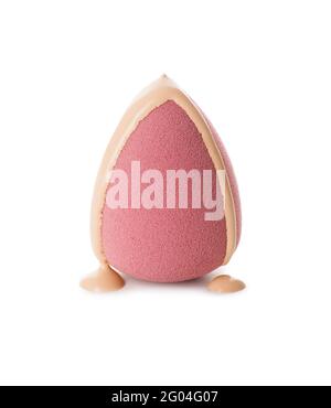 Makeup sponge with sample of tonal foundation on white background Stock Photo