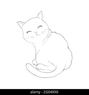 sketch of a cat isolated on a white background. Cute vector cat sketch for printing Stock Vector