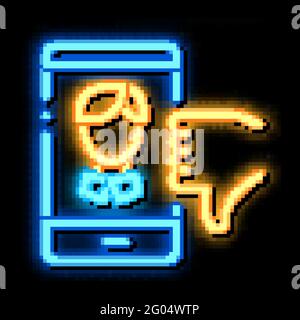 Dislike Avatar Male neon glow icon illustration Stock Vector