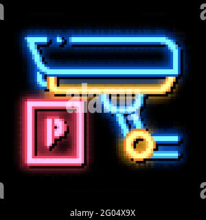 Parking Camcorder neon glow icon illustration Stock Vector
