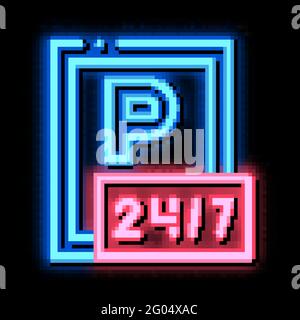 24 Hour Parking neon glow icon illustration Stock Vector