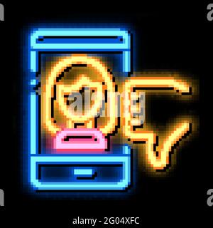 Dislike Avatar Female neon glow icon illustration Stock Vector