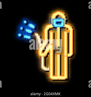 Human with Chemical Aerosol neon glow icon illustration Stock Vector