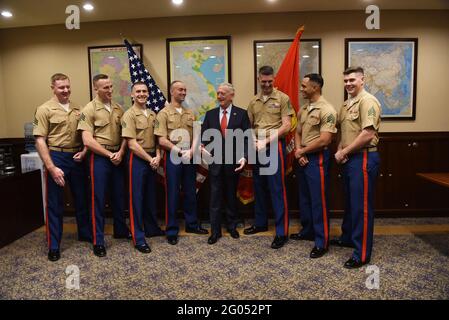 Reportage:  U.S. Secretary of Defense James N. Mattis meets with U.S. Marines at the U.S. Consulate in Ho Chi Minh City, Vietnam, Oct. 16, 2018.