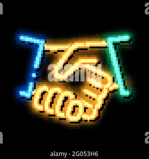 Handshake neon glow icon illustration Stock Vector