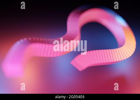3d illustration of a stereo strip of different colors. Geometric stripes similar to waves. Abstract  colorful  glowing crossing lines pattern Stock Photo