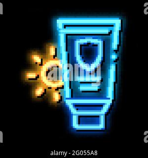 Sunscreen neon glow icon illustration Stock Vector