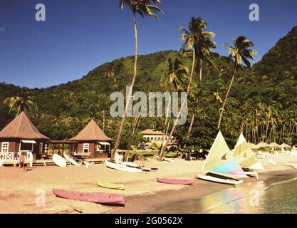 1990s St. Lucia (Eastern Caribbean) -  Jalousie Plantation, watersports area ca. 1995 Stock Photo