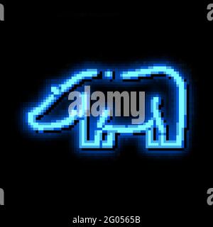 Hippo neon glow icon illustration Stock Vector