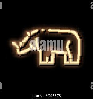 Rhinoceros neon glow icon illustration Stock Vector