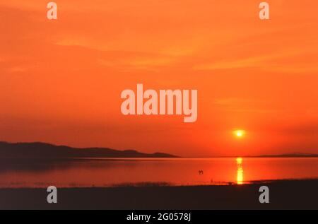 1990s Zimbabwe - Sunset over Lake Kariba in Zimbabwe ca. 1995 Stock Photo