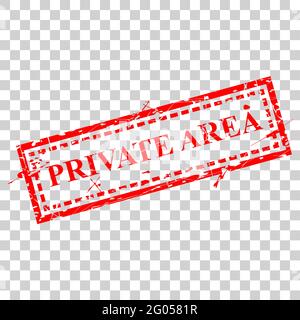 Vector Red Rectangle Rubber Stamp, Private Area, at Transparent Effect Background Stock Vector