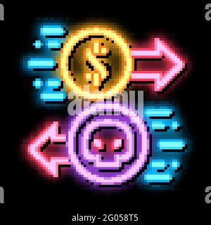 Payment of Hacker Services neon glow icon illustration Stock Vector