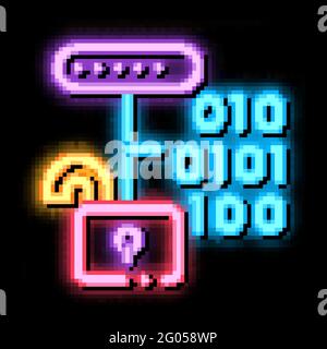 Hacking Binary Code neon glow icon illustration Stock Vector