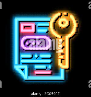 Protection Agreement neon glow icon illustration Stock Vector