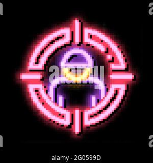 Targeting Person neon glow icon illustration Stock Vector