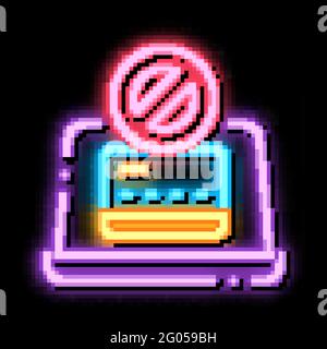 Virus on Laptop neon glow icon illustration Stock Vector
