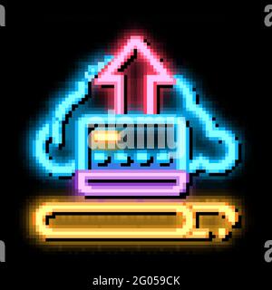 Write-Off Data Through Cloud Storage neon glow icon illustration Stock Vector