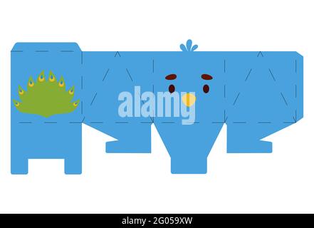 Party favor box peacock design for sweets, candies, small presents, bakery. Package template, great design for any purposes, birthdays, baby showers, Stock Vector