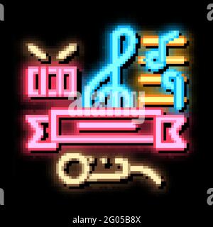 Music Lessons Graduation neon glow icon illustration Stock Vector