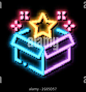 Star Bonus Box neon glow icon illustration Stock Vector