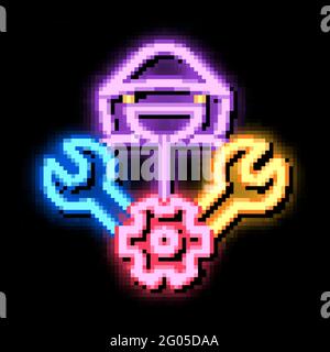 Worker Car Repair neon glow icon illustration Stock Vector