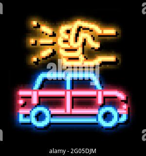 Kick Push Machine neon glow icon illustration Stock Vector
