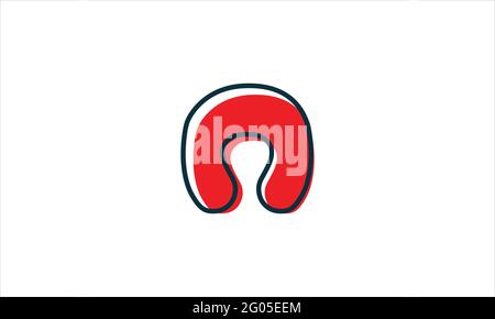 Round Travel Red Neck Pillow vector icon logo  in flat design illustration Stock Vector