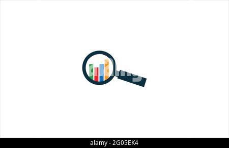 Bar Graph with Magnifier icon logo design vector template illustration symbol Stock Vector