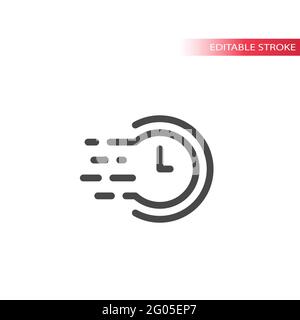 Clock or stopwatch timer with speed marks, Fast running time symbol thin  line vector icon. Editable stroke Stock Vector Image & Art - Alamy