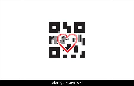Qr Code Heart Illustrations & Vector icon logo design symbol Stock Vector