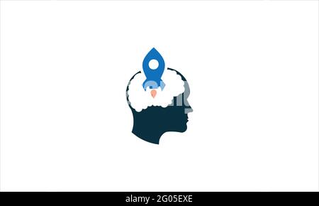 Rocket Brain icon logo design vector template illustration symbol Stock Vector