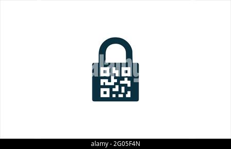 simple Lock with QR code icon Logo design illustration vector Stock Vector