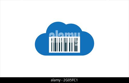 Barcode Cloud Logo Icon Design illustration  vector symbol Stock Vector