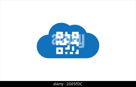 QR code Barcode Cloud Logo Icon Design Cloud Logo illustration Stock Vector