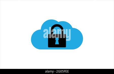 Cloud pad lock icon illustration isolated vector design template Stock Vector