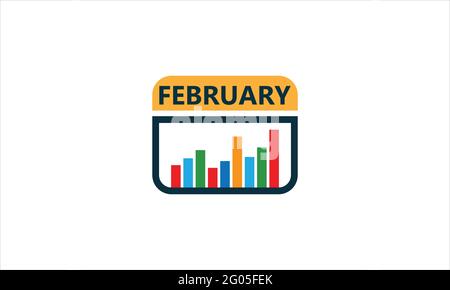 Feb Graph Calendar Logo Icon Design vector template illustration Stock Vector