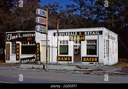 1970s America -  Elmo's Country Sausage, Kingsland, Georgia 1979 Stock Photo